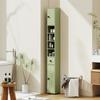 Tall Bathroom Storage Cabinet, 1 Drawer, 4 Shelves, 2 Cupboards, 20 x 20 x 180 cm, Green