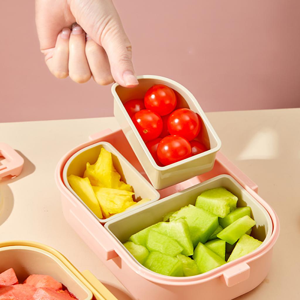 WORTHBUY Detachable Divided Plastic Lunch Box For Kids Students Microwave Heatable Portable Sealed Fruit Salad Food Container