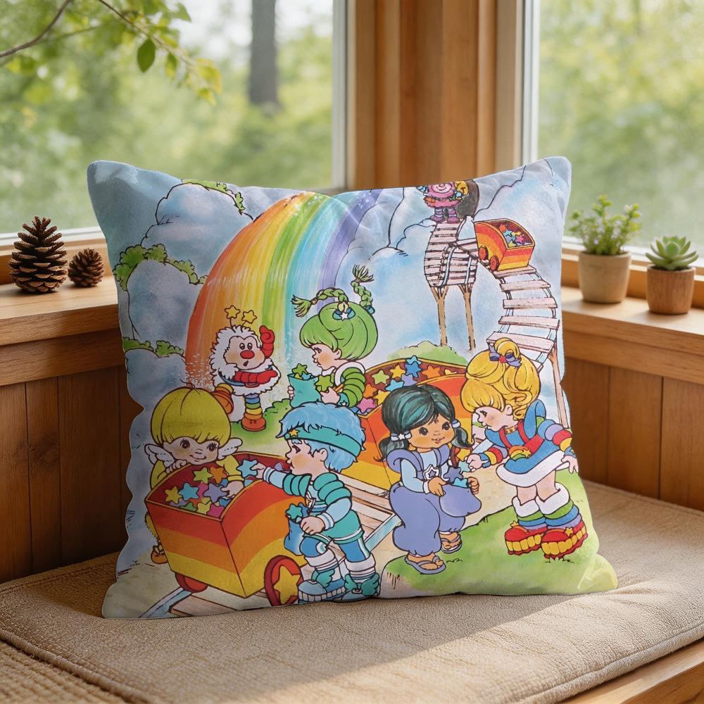 Regenbogen BBrite Niedliche Kissenhülle Quadratisch Kurzer Plüsch Kissenbezug Wohnzimmer Sofa Heimdekoration Funda X