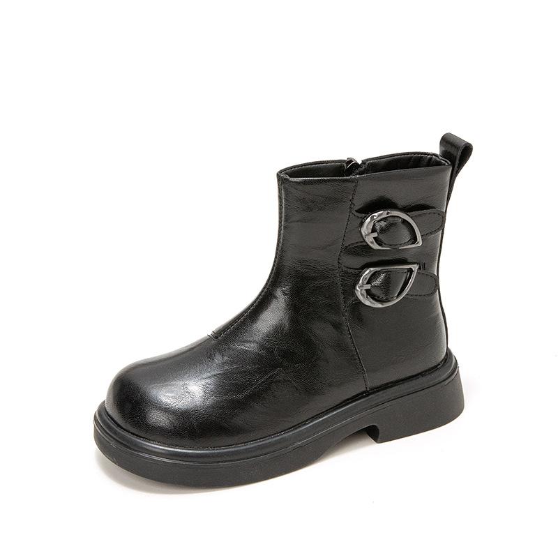 Girls Martin boots 2025 new British style children's short boots black children's boots trendy cool and popular girls leather boots