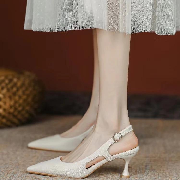 Fashion Summer mid-heel pointed toe single shoes soft leather toe sandals women's  shoes green new professional fashion single shoes