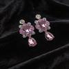 Silver Needle Luxury Zircon Water Drop Stud Earrings - Elegant European and Court-Style, High-end Design for Women.
