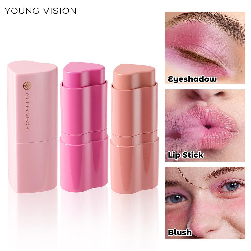 YOUNG VISION 1 STÜCKE Herz Erröten Creme Konturierung Stick Gesicht Modifikator Mousse Erröten Lippenstift 2-in-1