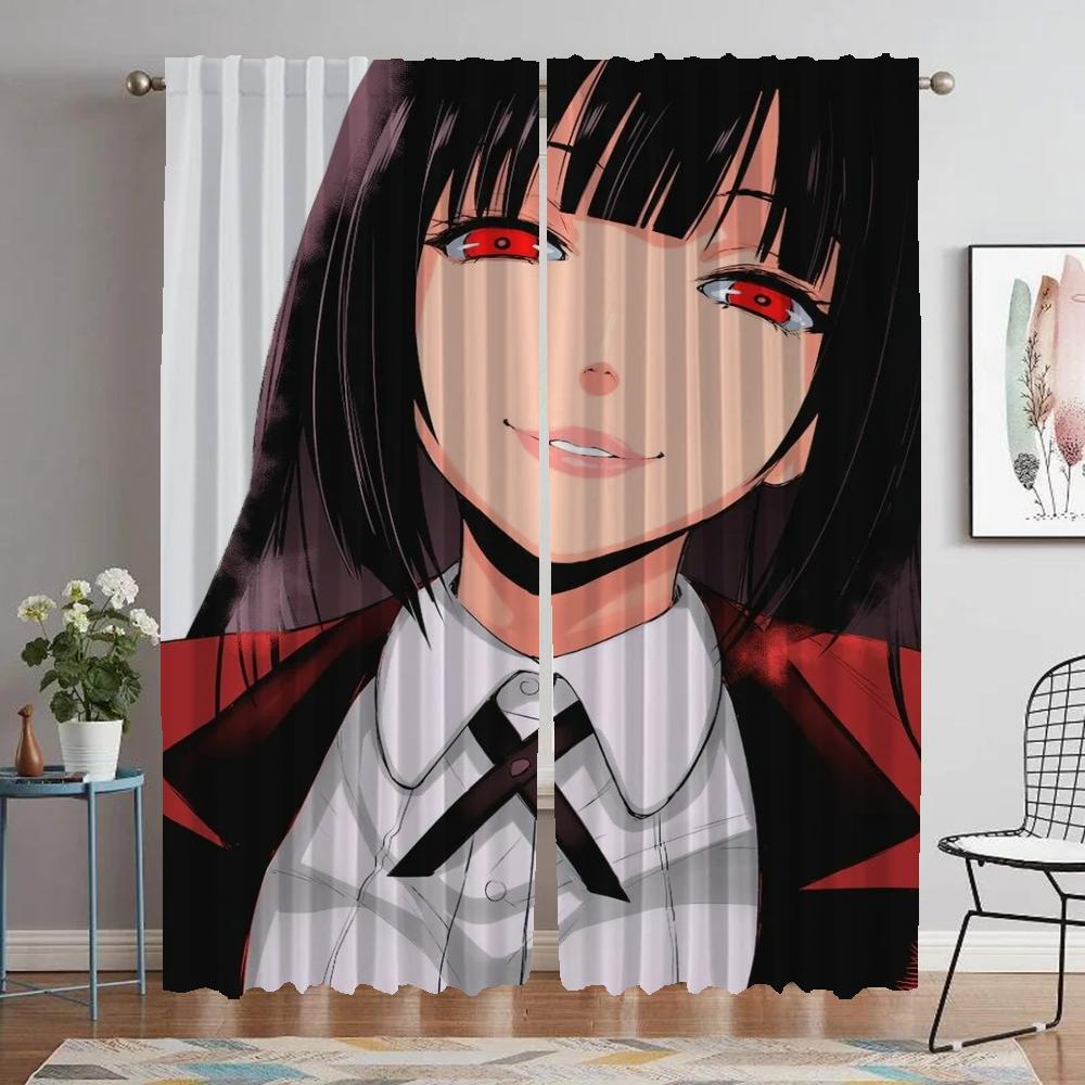 Jabami Yumeko Anti-mosquito Curtains for Living Room Partition Home Interior Curtains 2 Pieces Tulle for Bedroom Window Curtain