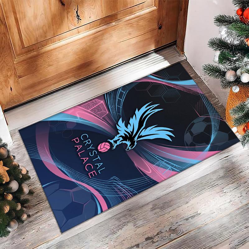 Crystal Palace Football Print Crystal Velvet Rug, Comfortable Water Absorbent Non Slip Indoor Floor Carpet