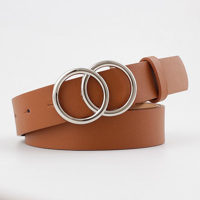 Fashion Leather Waist Belt for Jeans Double Ring Buckle Ladies Belt for Dresses Black White Brown Women Belt Wild Waistband