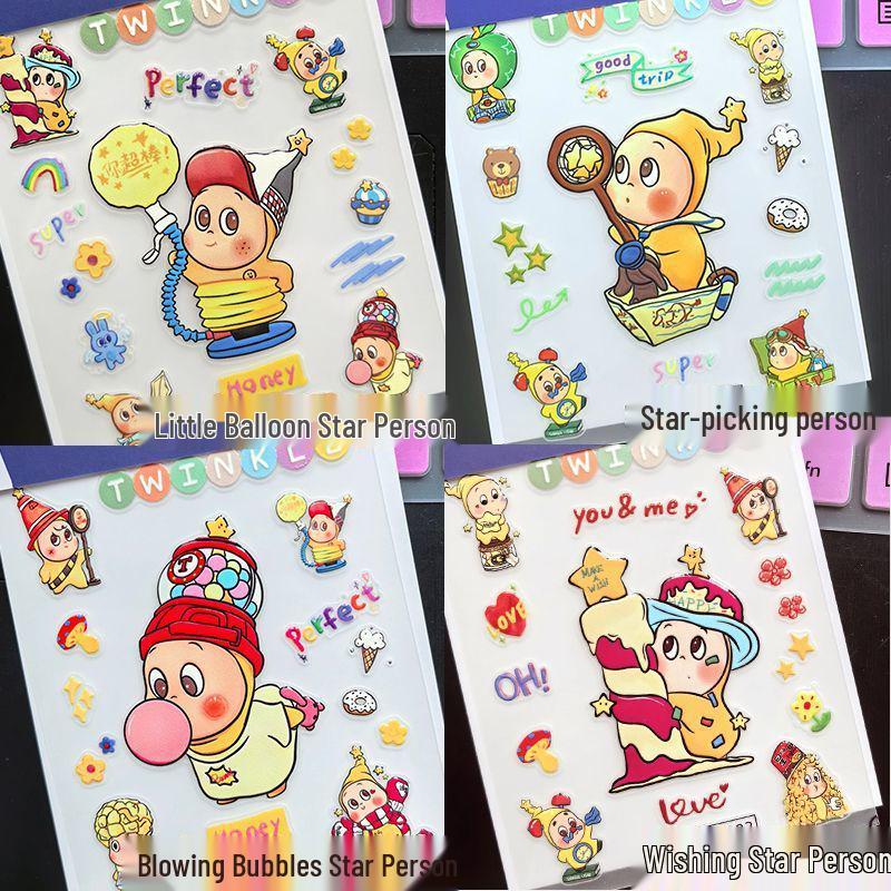 Trendy Cartoon Star Phone Case & Cute DIY Nail Stickers Set