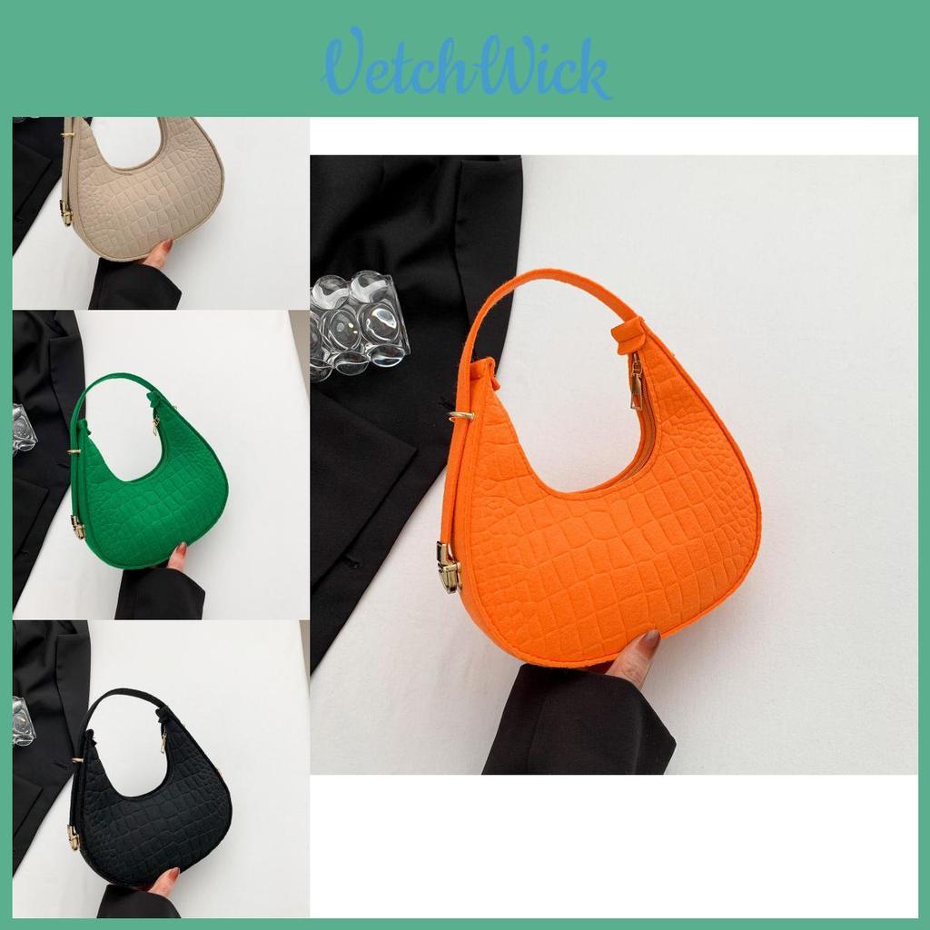 Chic Crescent Felt Shoulder Bag For Women Trendy 2023 Street Style Handbag