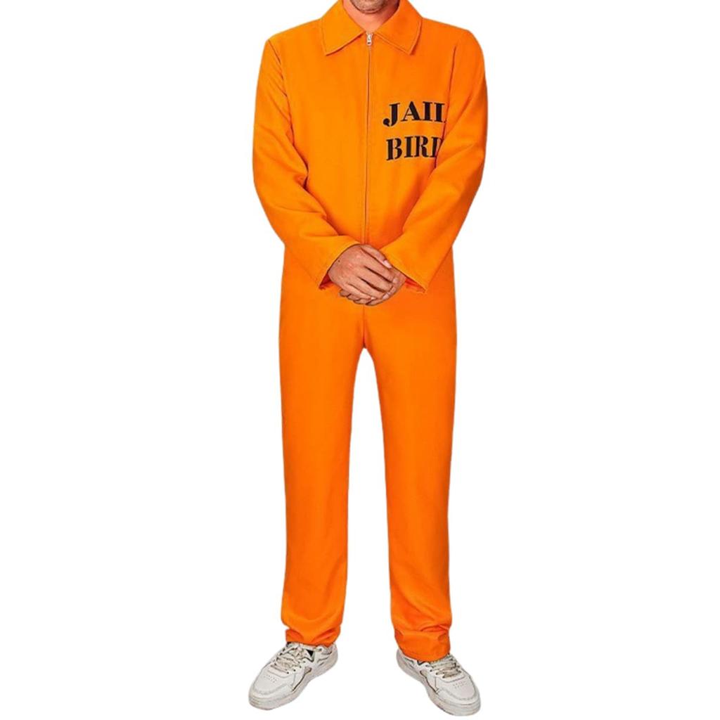Erwachsenen Gefängniswärter Kostüm für Herren - Gestreifter Gefängnisoverall Rollenspiel Outfit für Halloween und Kostümpartys