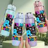 1PC It's My 8th Birthday Number Print 750ml Color Plastic Sports Water Bottle Leakproof Flip Straw Lid Suitable for Sports Office Home Use
