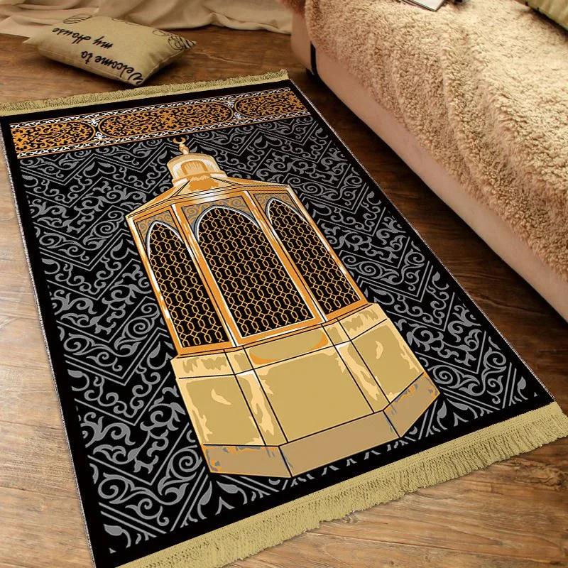 Muslim Style Prayer Rug 80x120CM Living Room Bedroom Decor Soft Islamic Carpet with Tassels Qibla Turkish Prayer Door Mat