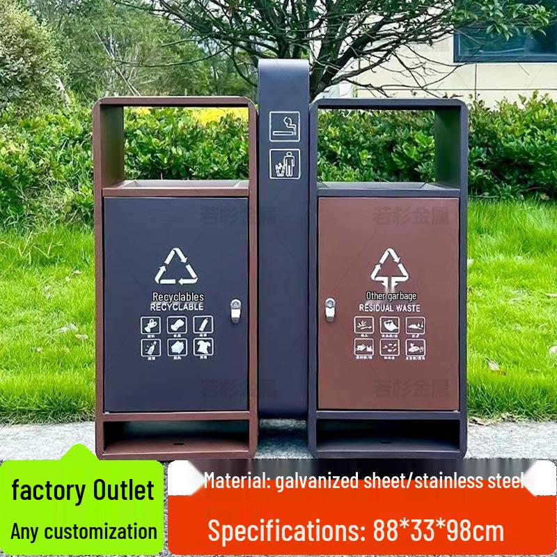 Stainless Steel Large Outdoor Trash Can for Sorting Waste