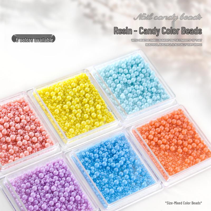 

Macaron Color Candy Bubble Beads: Mixed Size Resin Nail Art Decorations