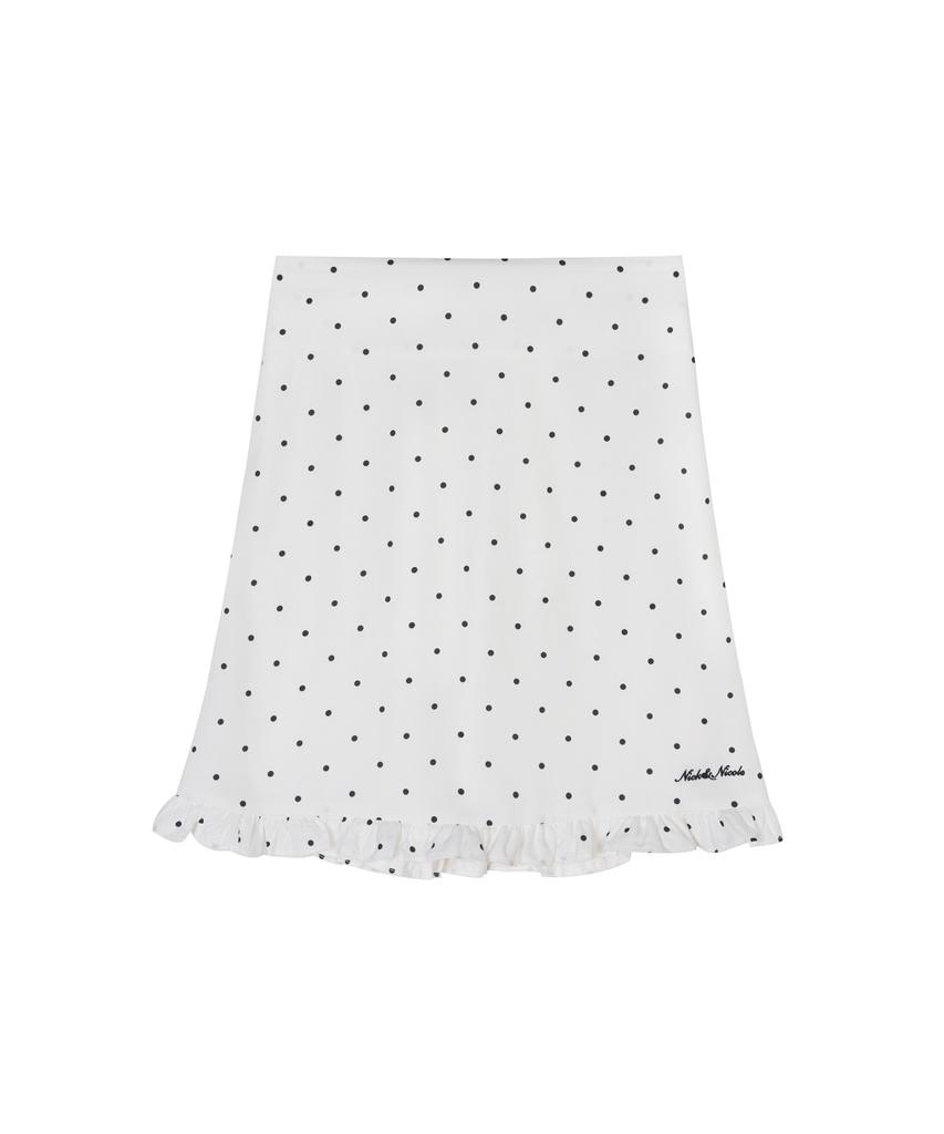 Nigaennikol Dot Ruffle Midi Skirt_Ivory