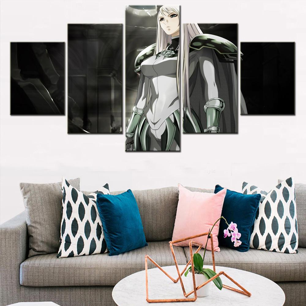 

5 шт. аниме фигурка Клеймор воин живопись холст для гостиной украшения дома аксессуары постеры современное искусство фотографии