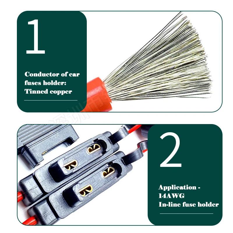 5 Piezas 14AWG Coche Mini Caja de Fusibles Tipo Cuchilla Portafusibles en Línea Impermeable para 2V 30A Coches Motocicletas Interruptor de Corte de Cable Zócalo
