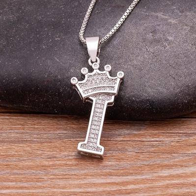 Nidin Luxury A-Z Crown Alphabet Pendant Chain Necklace Punk Style Lucky Initial Name Jewelry Fine Party Wedding Birthday Gift
