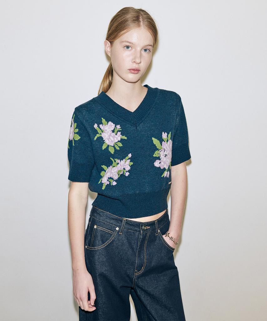 SINOON Flower Half Pullover (Navy)