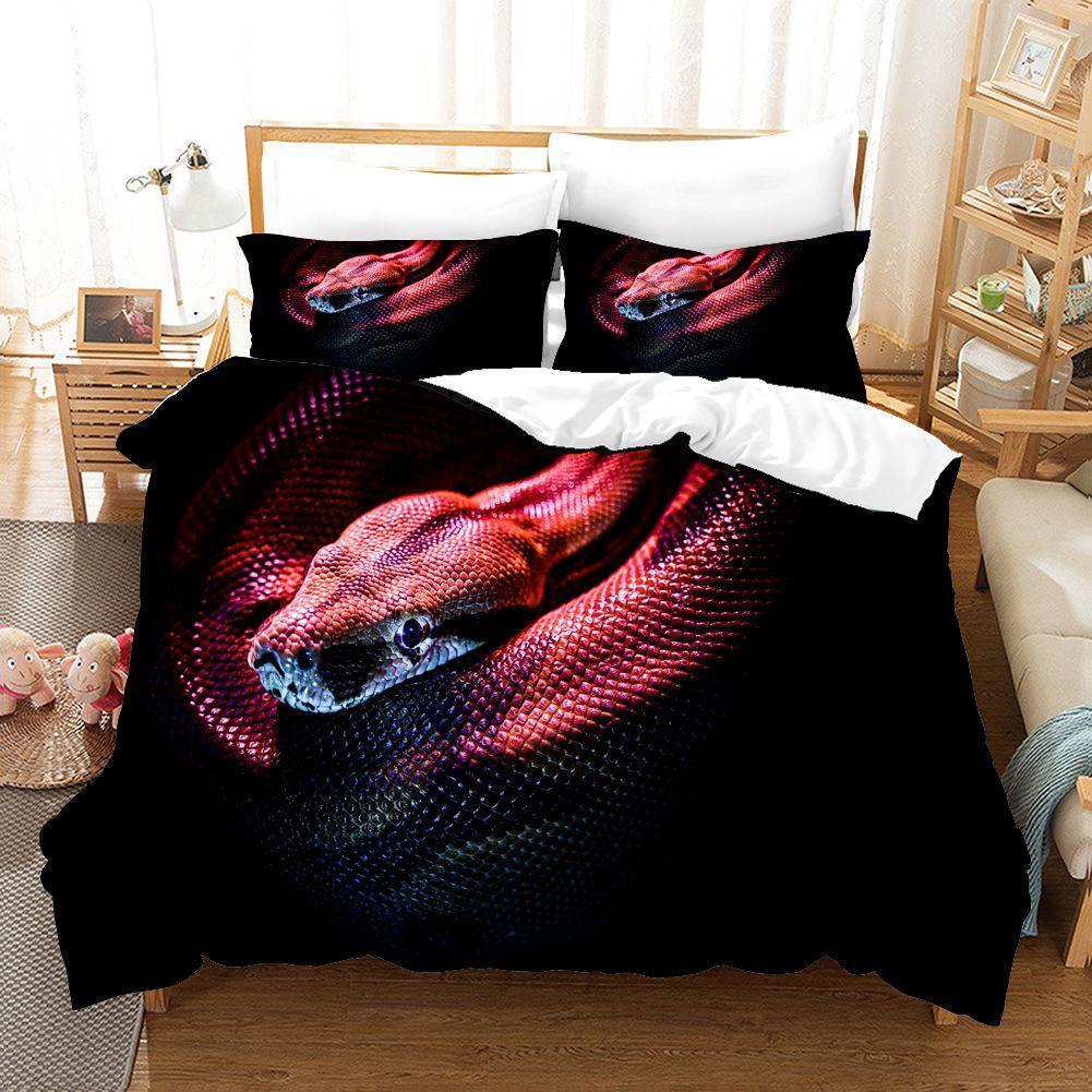 3D Snake Viper Bedding Set 2/3Pcs Gift Quilt Duvet Cover Single Double King Size