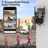 Caméra IP WIFI Trois Écrans Extérieure 4K Double Objectif PTZ Détection Humaine IA Étanche IP66 Caméra de Sécurité Vidéo CCTV iCsee