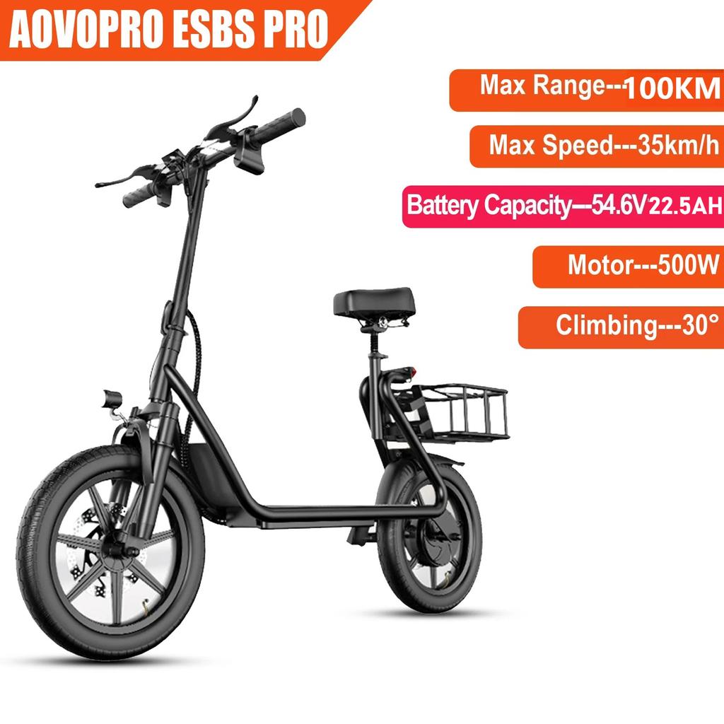 ESBS/ESBSPRO 500W Electric Scooter 54.6V10.4Ah/22.5Ah Large Capacity Battery 45/100KM Long Range 35km/h 14Inch EScooter