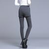 High-Waist Elastic Waistband Pockets Thickened Leggings Shorts Women Fake Two Piece Fleece Lining Leggings Skirt