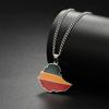 Drip Oil Ethiopia Map Flag Pendant Necklace Women Men Stainless Steel Fashion Ethiopia Patriotic Jewelry Wholesale