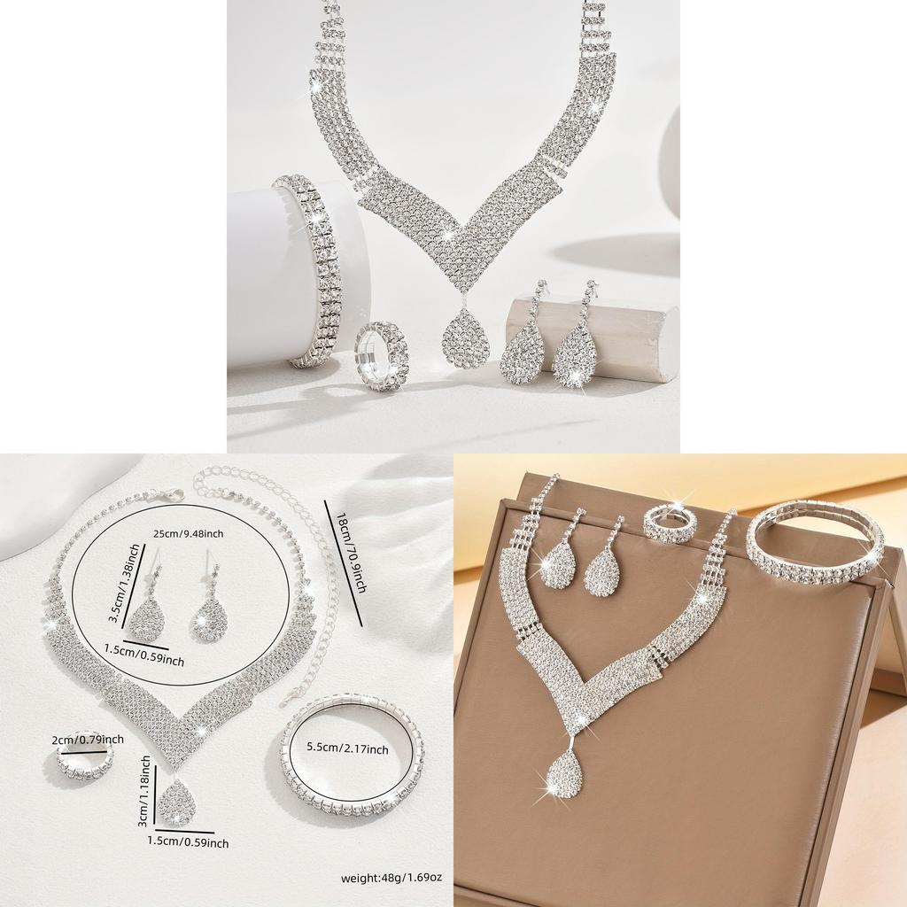 Water Luxury Jewelry Set With Rhinestone Decoration For Women