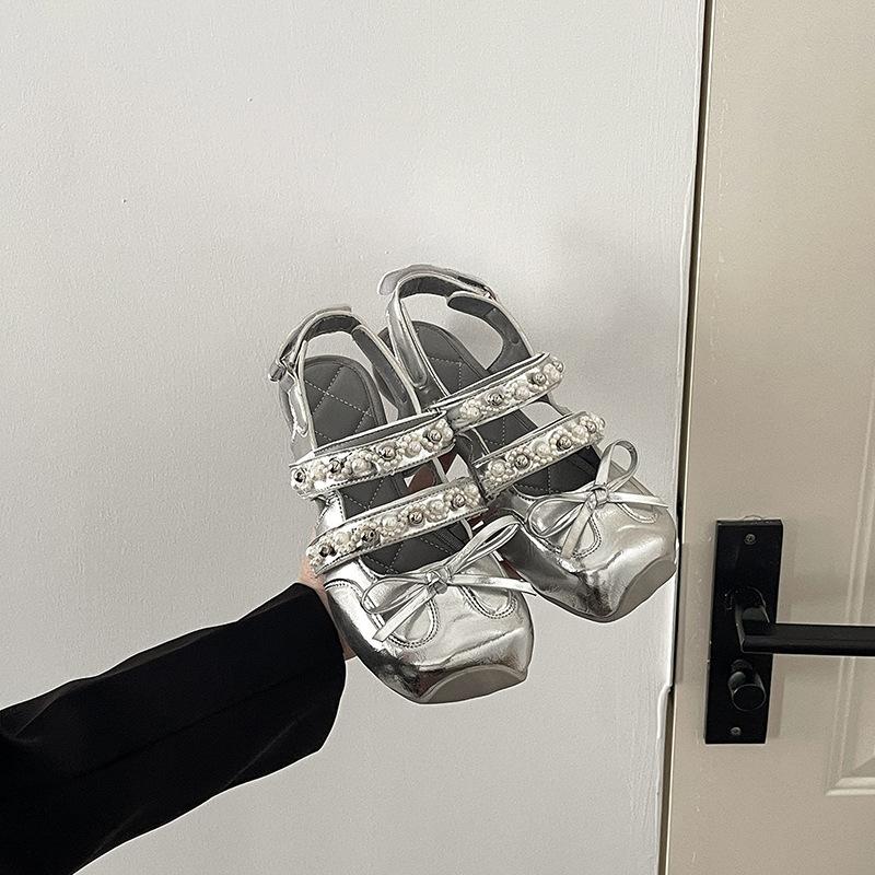 Dream Star and Moon Flat Bottom Shallow Mouth Mary Jane Shoes Women's Summer Bow Sweet Empty Bag Head Sandals European Light Luxury