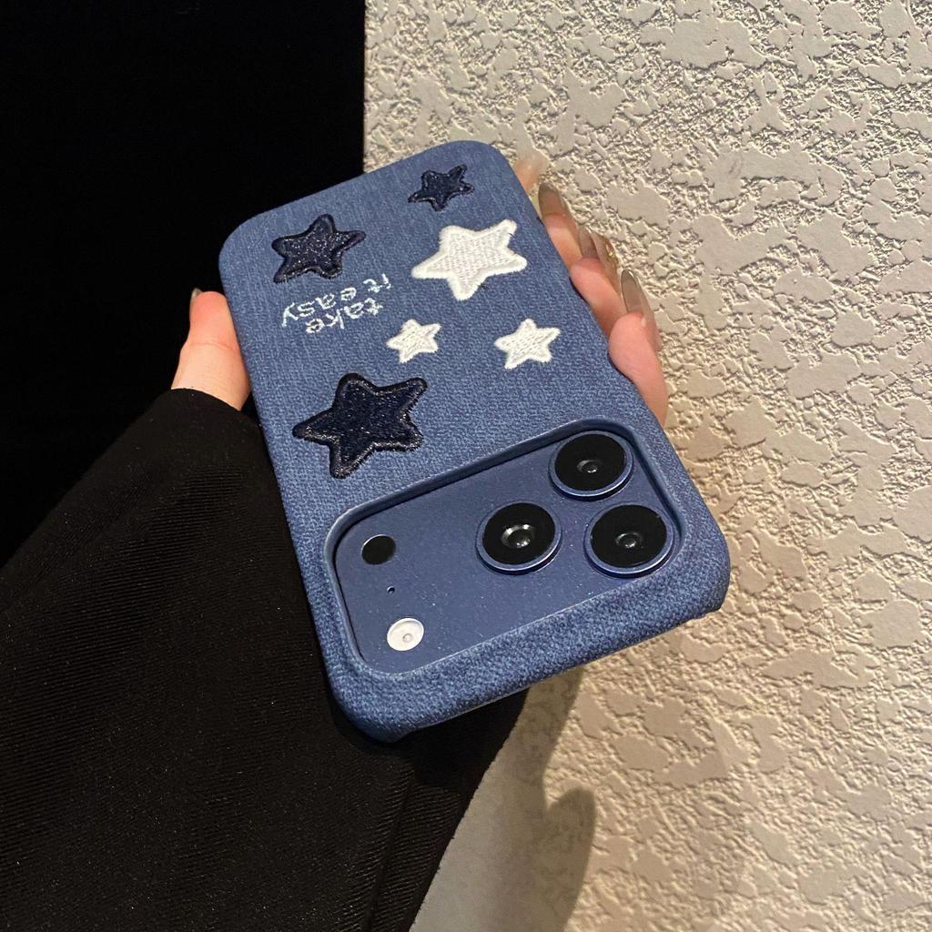Embroidery Apple 17 Case for iPhone 16 Pro/15 Pro Max/14 Plus/13/12/XS, Drop-Proof and Stylish