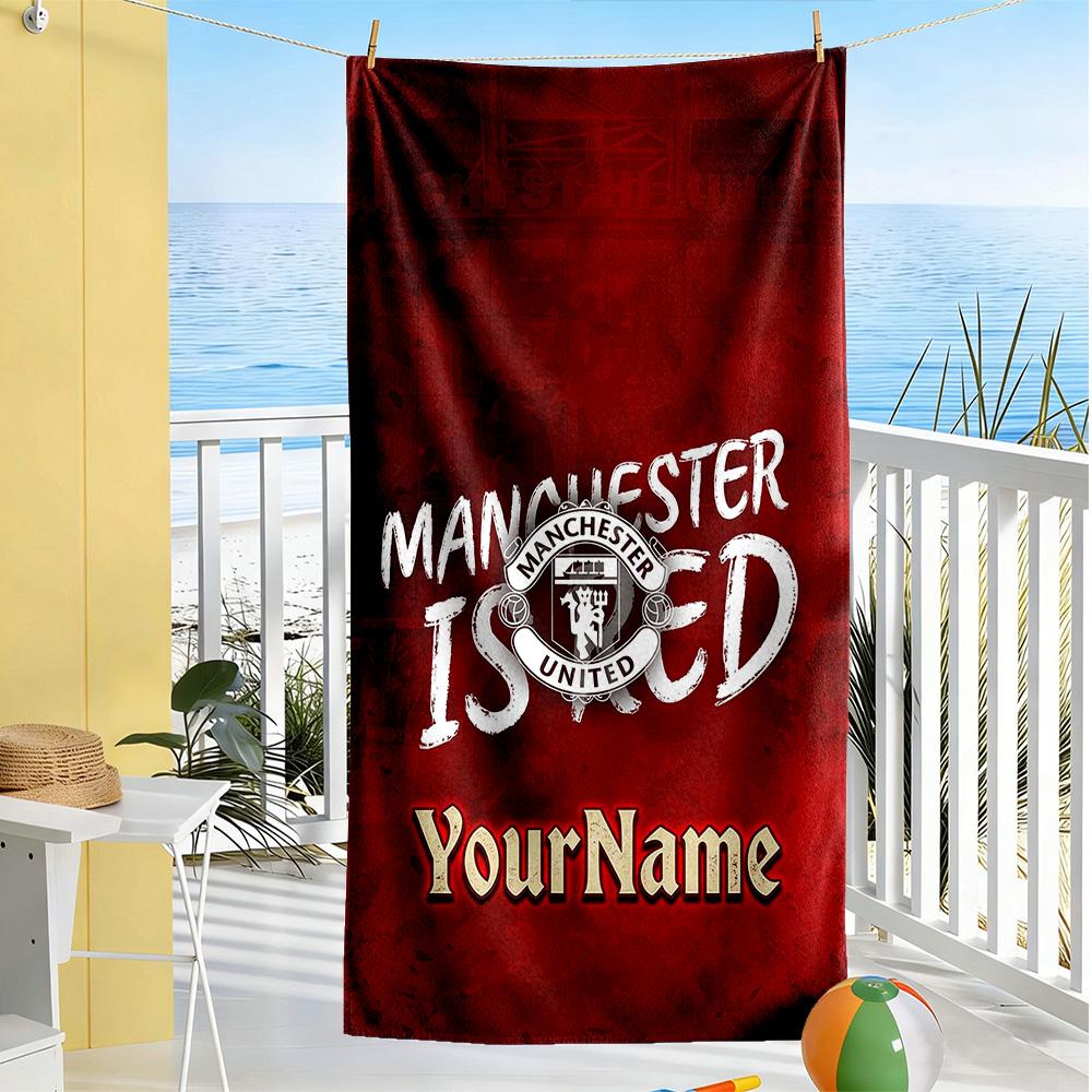 Manchester Personalized Name Beach Towel Soft Durable Quick-Dry Suitable for Sports Travel Swimming Yoga Bathroom Beach And Pool