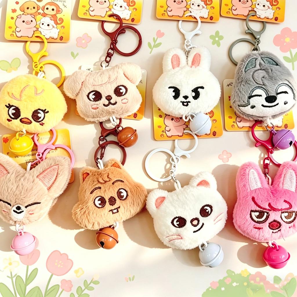 New 5cm Plush Toy Keychain Stray Kids FELIX Cartoon Doll Animal Head Bell Backpack Pendant Fan Children Birthday Gift
