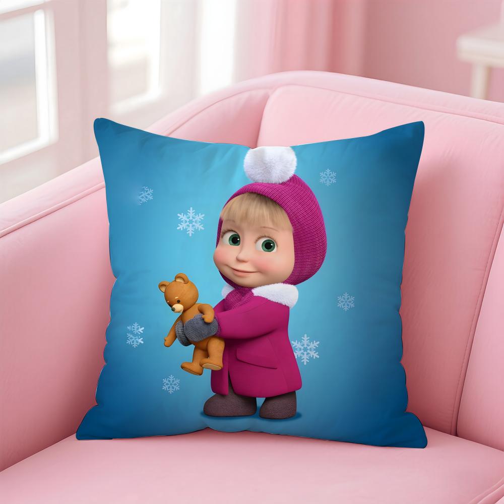 Kreskówka M-Masza i Niedźwiedź Poszewka na Poduszkę Wygodna Dwustronna Poszewka Idealna do Samochodu Sofy Sypialni i Nie Tylko