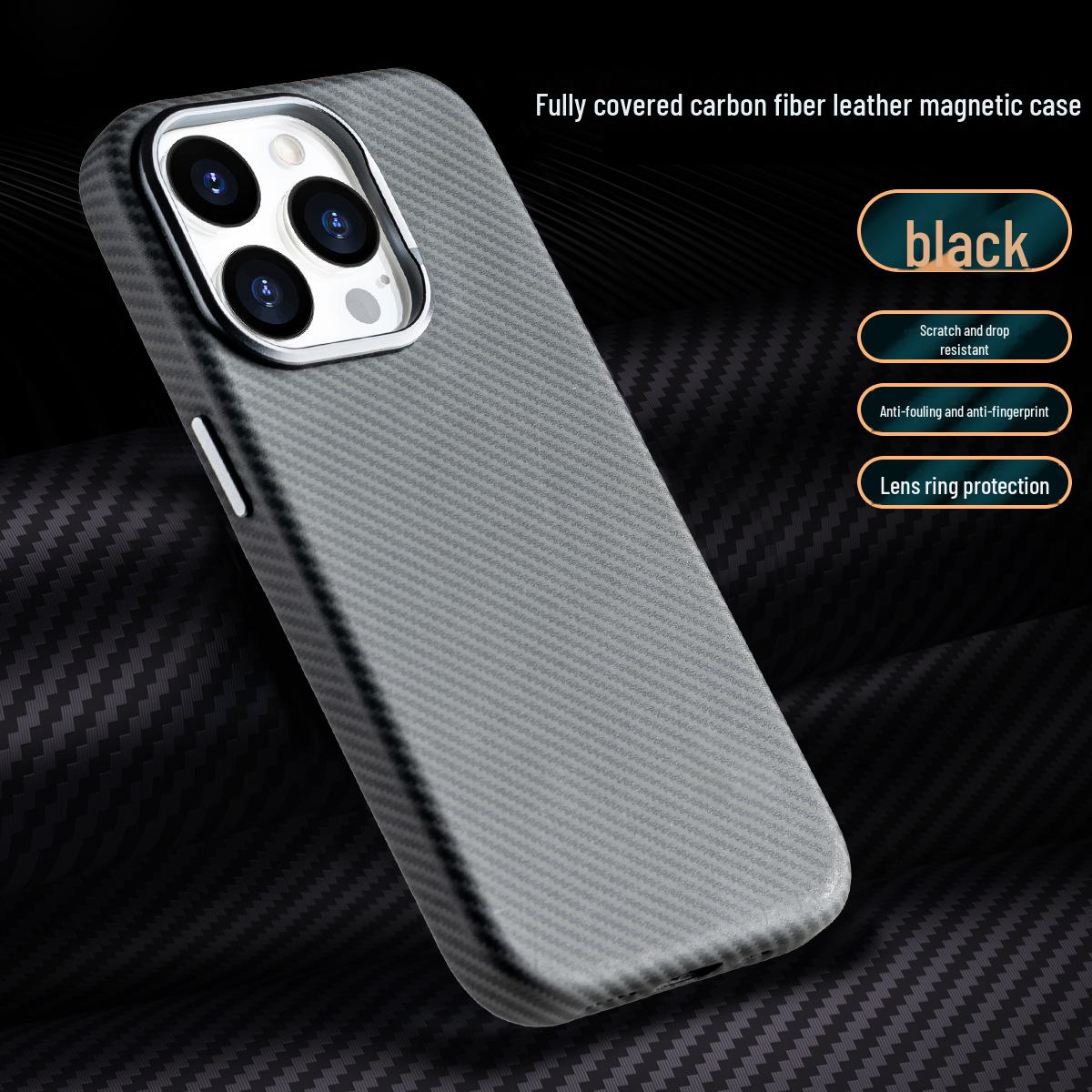 

Чехол Apple Leather Magnetic Case для iPhone 15 Pro Max из кевларового углеродного волокна 14. iPhone 13 Pro Max 6.7