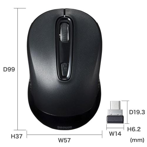 Sanwa Supply Wireless Type-C Blue LED Mouse (Black) MA-WBLC41BK