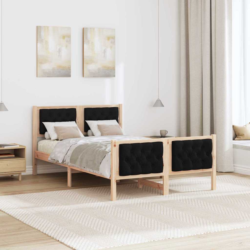 Bed Frame Black 120 x 190 cm Solid Pine Wood