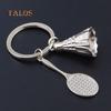 Fashion Sport Badminton Racket Shuttlecock Metal Charm Pendant Car Key Chain Accessories