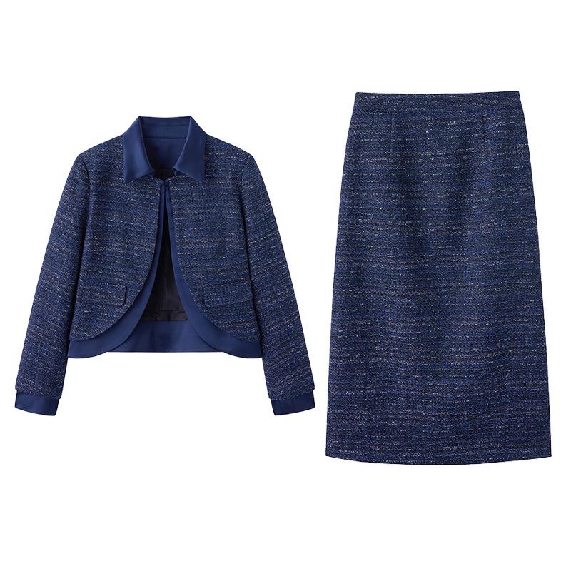 Spring 2025: Chic OL Style Two-Piece Set - Short Jacket & Midi Skirt