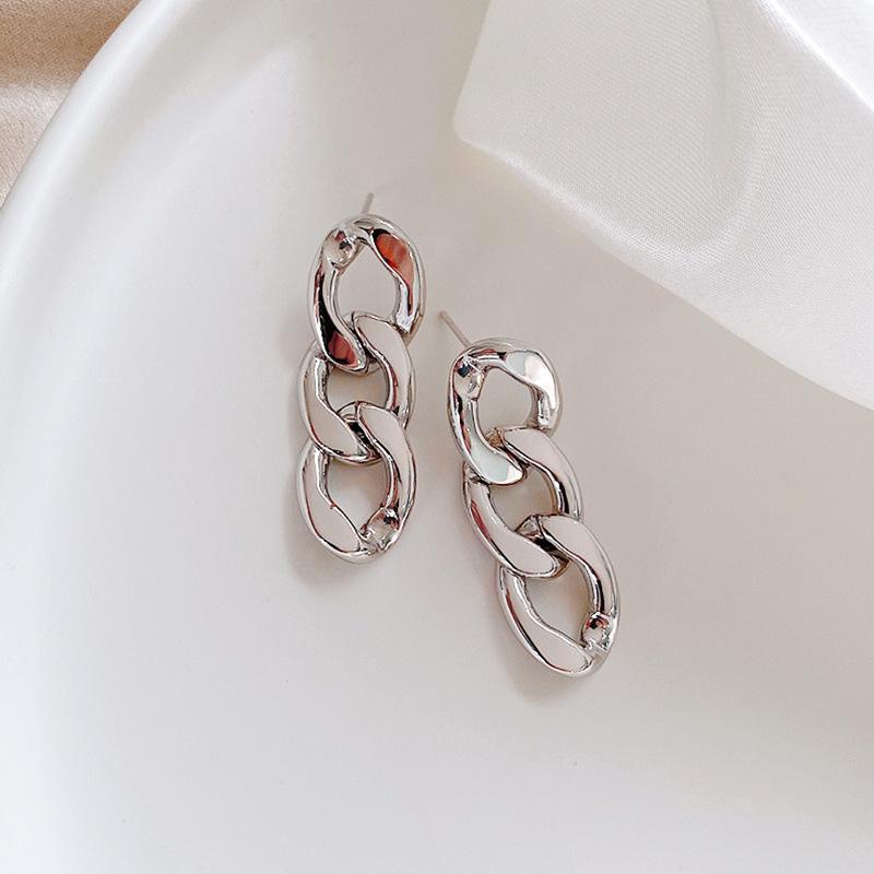 Personalized earrings stainless steel chain stud earrings hip hop European and American ear jewelry women