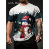Christmas T-Shirts Summer Funny Santa Claus Fashion Tops Tee Mens Shirts Summer Holiday Boys Casual Crew Neck Oversized T-Shirts