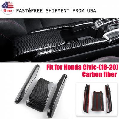 Fits 2016-2021 2020 Honda Carbon Fiber Interior Central Armrest Cover Box Panel