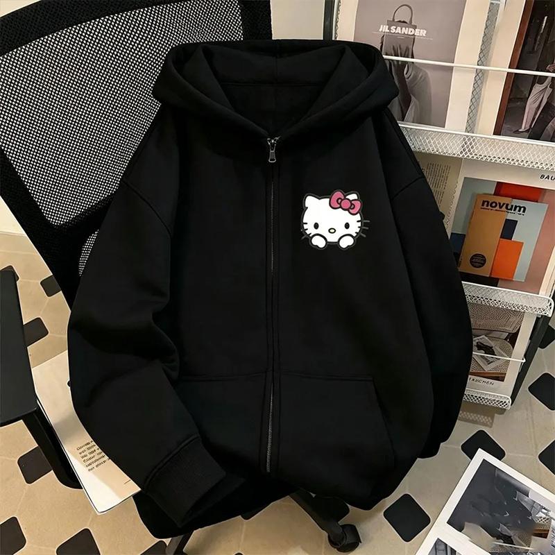 Thin jacket spring kitten girls Zip Up Hoodie cute kawaii Harajuku style Kid Streetwear Childrens Hoodie Zipper Sweatshirt Girls Boys Hoody