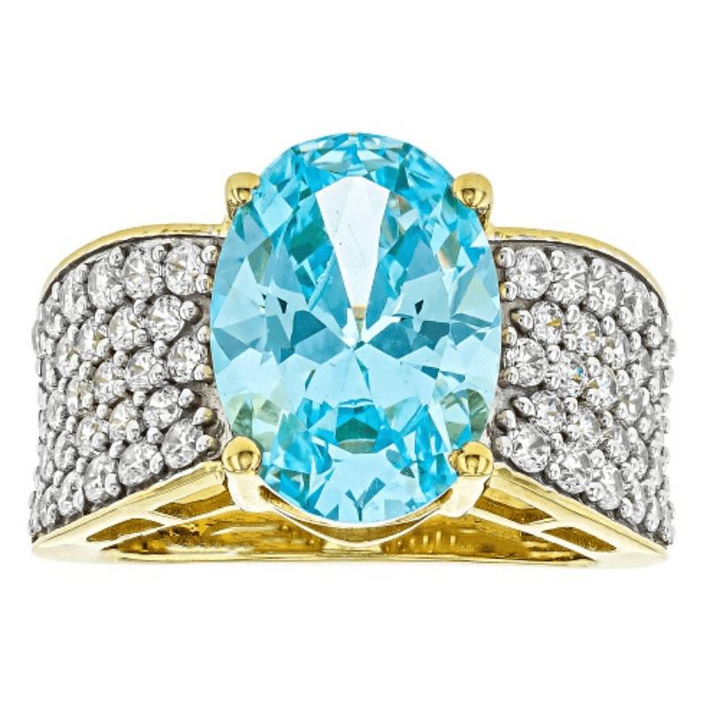 Chic Golden Color Ring With Sparkling Synthetic Oval Zircon Fashion Trendy Banquet Ring Women's Gatherings Jewelry