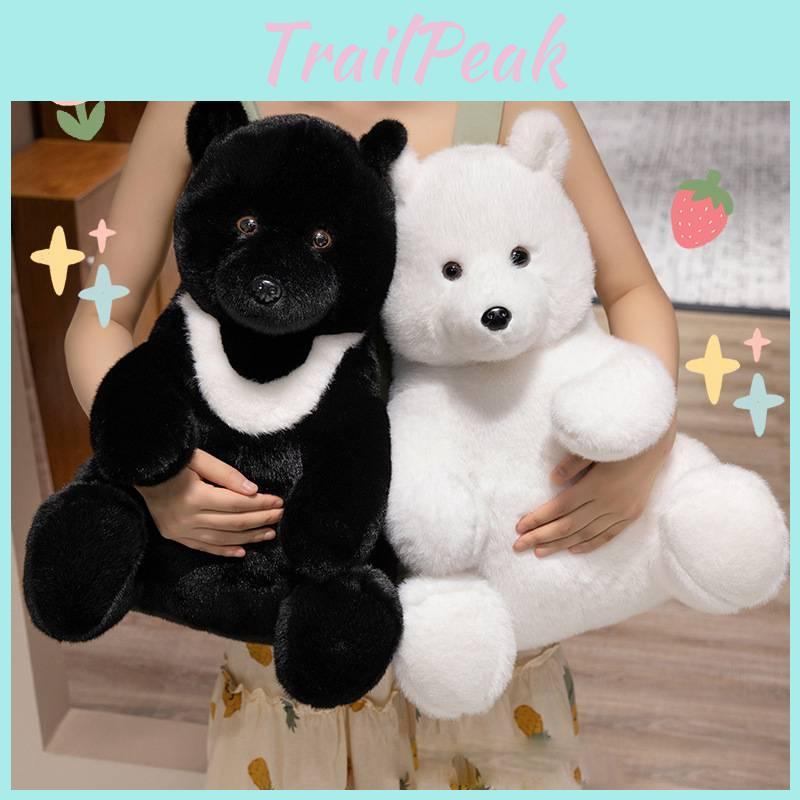 Adorable Plush Bear Doll Perfect For Kids Festival Gifts In Soft White Black And Brown Colors