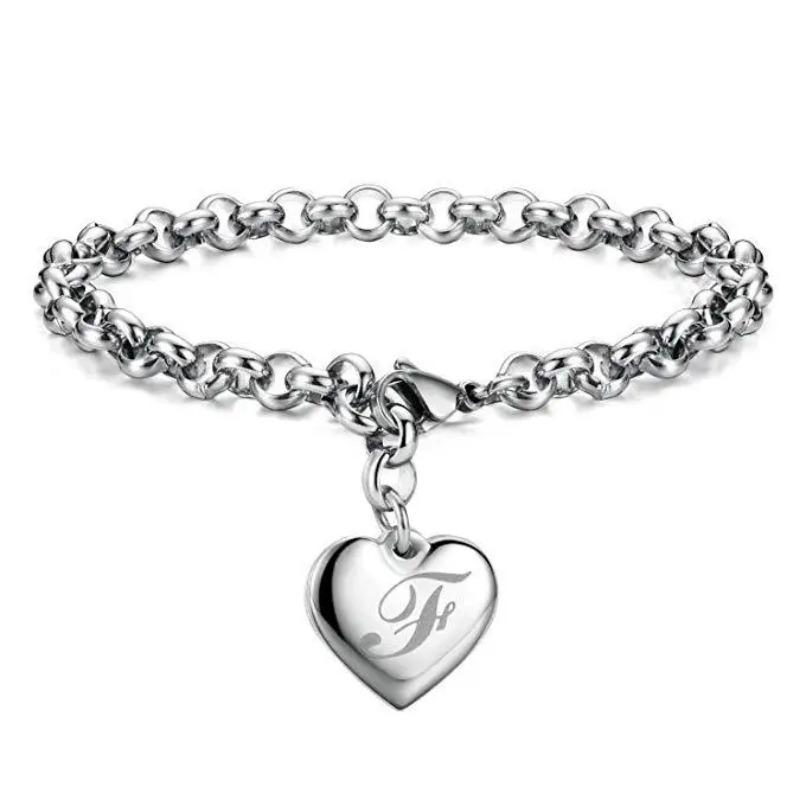 925 Sterlingsilber edles Herz 26 Buchstaben Kettenarmbänder für Frauen Mode Party Hochzeit Schmuck Geschenke