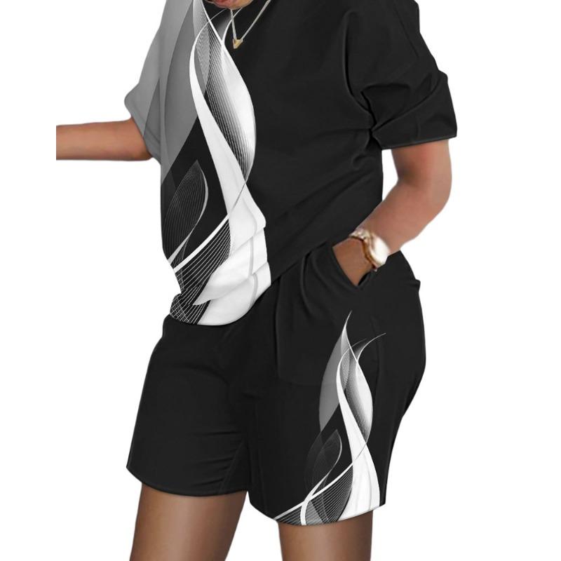 YYFS Moda dame ocazional vară primăvară mâneci scurte cu gâtul O pantaloni pantaloni costume