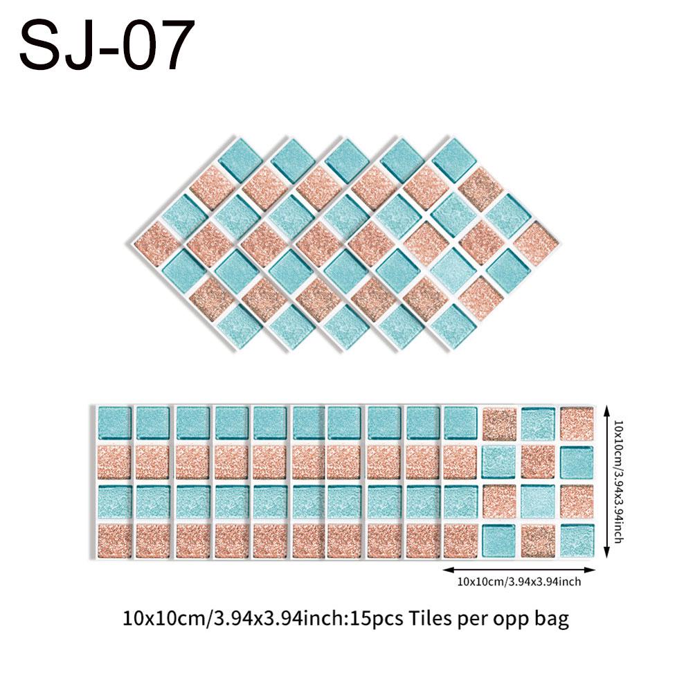 15 Uds pegatina impermeable DIY azulejo pared 3D cocina baño decoración