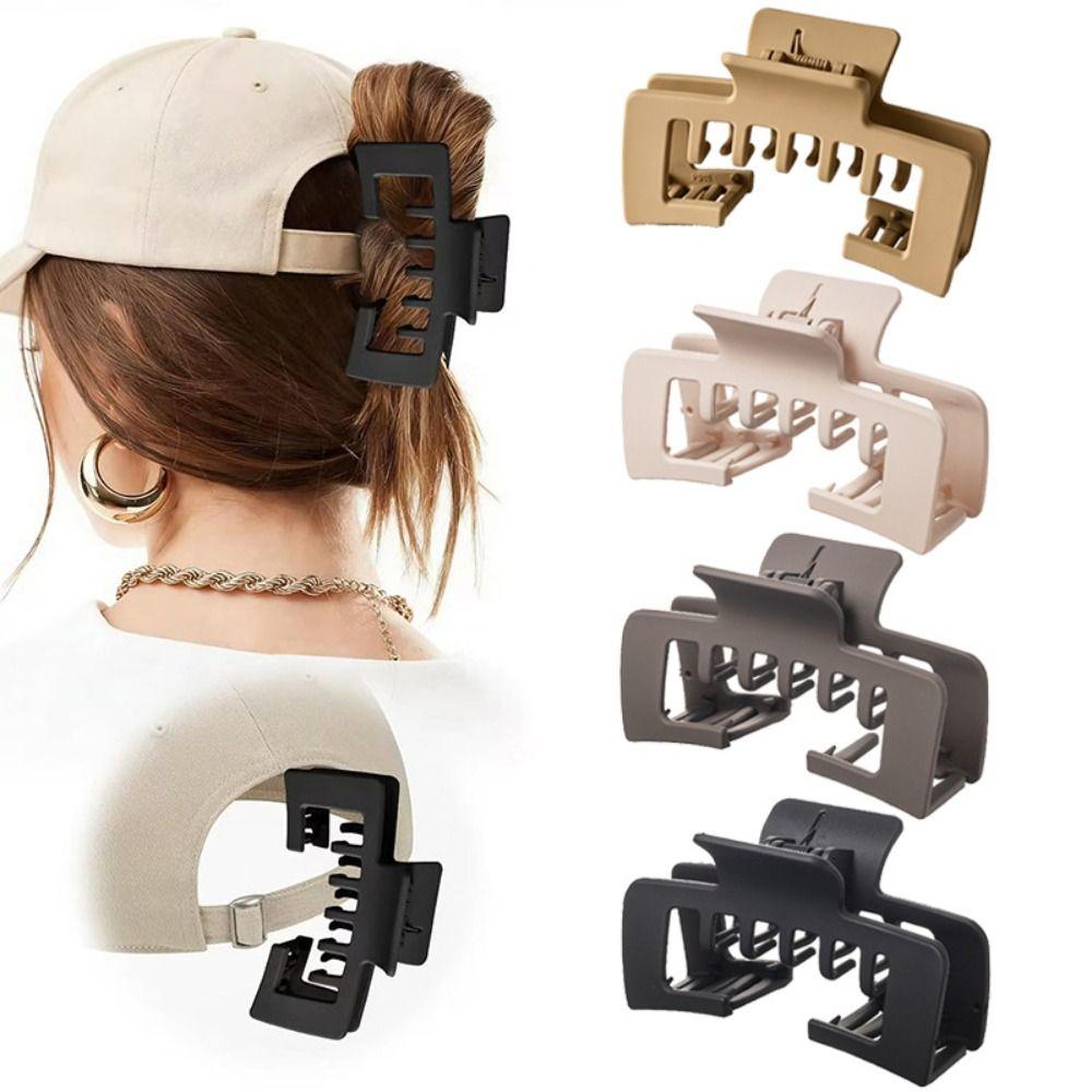 Non-Slip Hat-Friendly Hair Claw Hairpin Large Size Shark Clip Fashion Square Hair Clip Female