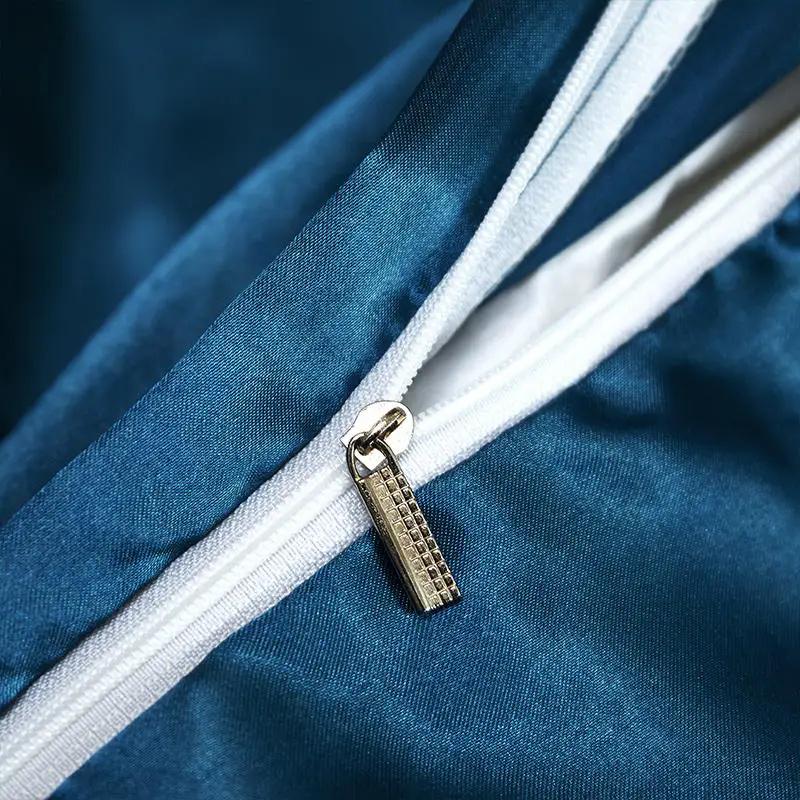Bettwäsche-Bettbezug-Set, weicher, seidig strukturierter Bettbezug mit Eckbändern und Reißverschluss, Satin-Bettbezug-Set, Bettwäsche-Sets