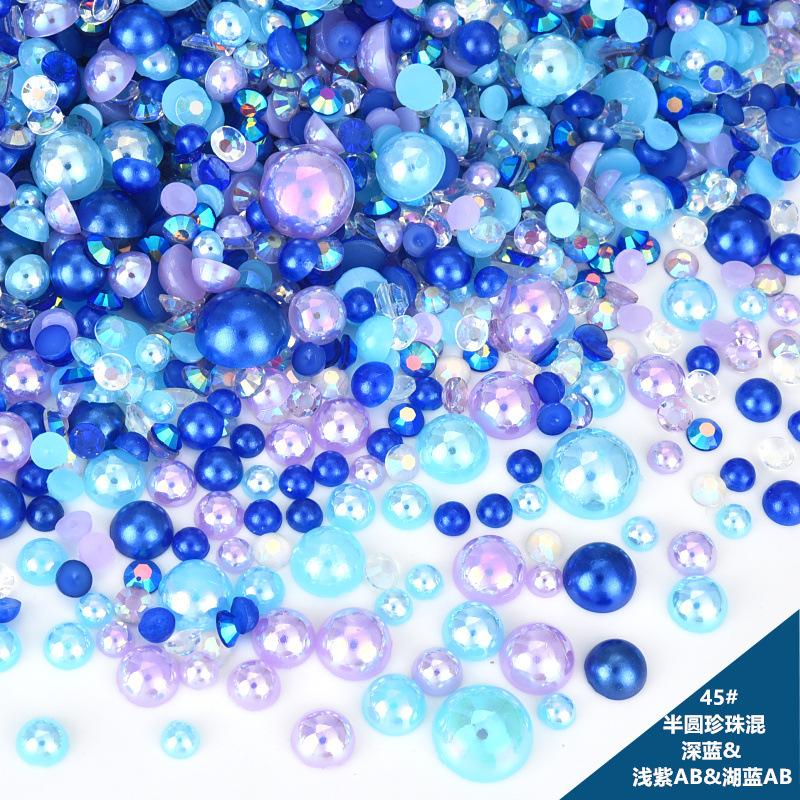 Mixed Abs Semicircular Pearl Resin Flat Bottom Diamond Set Imitation Pearl Mixed Size Diy Jewelry Accessories